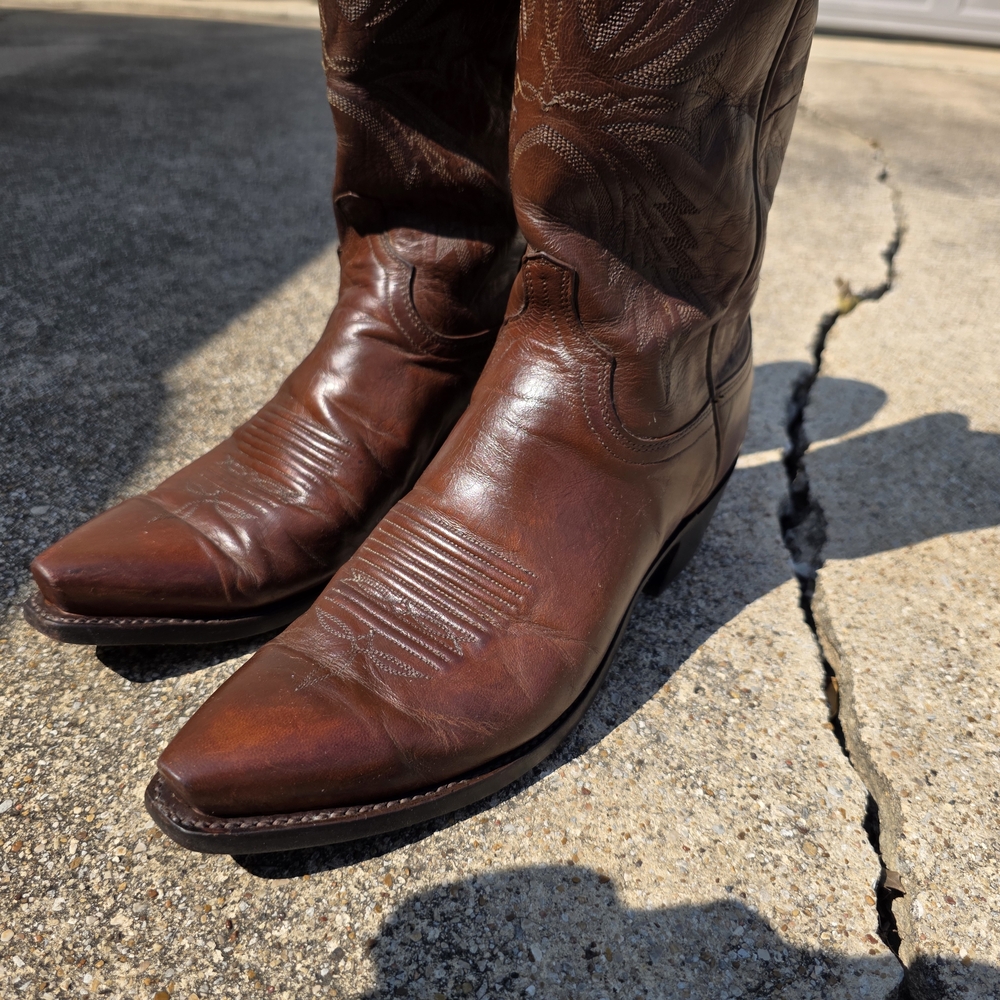 Vintage Mens Lucchese 1883 Mad Dog Goat Cowboy Boots Size 9.5D